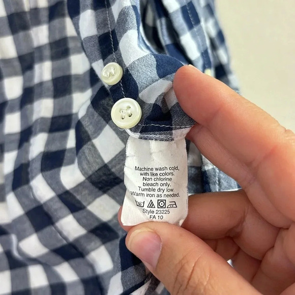 J. Crew The Perfect Shirt Gingham Blue White Plaid Checker Button Down Shirt XS - Picture 10 of 13